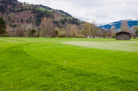 Golf course in Alps Stock Photos
