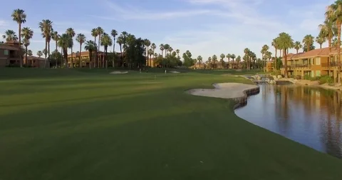 Golf Course and Pond Aerial Stock Footage 76451653