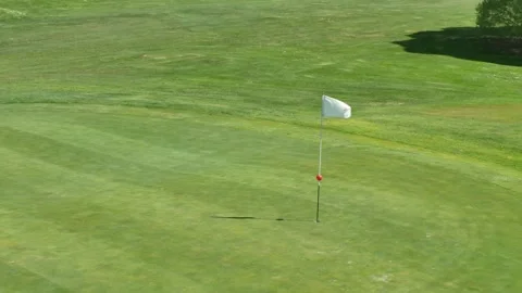 Golf course and the white flag Stock Footage 195657988