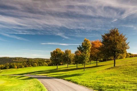 On the golf course in autumn  스톡 사진
