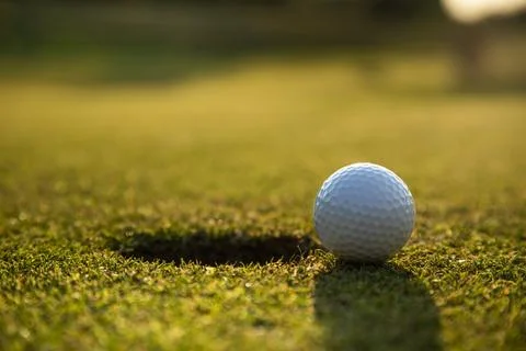 Golf course with ball and grass Stock Photos