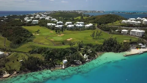 Golf course at the beach Stock Footage 210452778