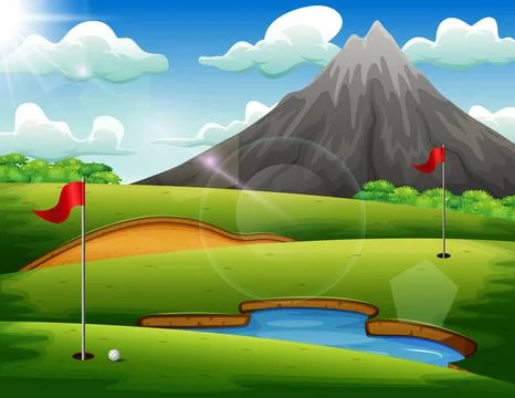 Golf course with beautiful landscape Stock Illustration