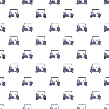 Golf course buggy transport repeating seamless pattern Stock Illustration