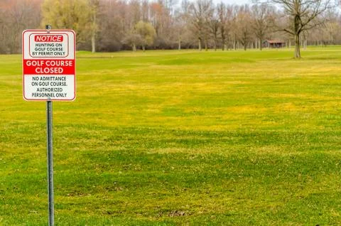 Golf course closed sign Stock Photos