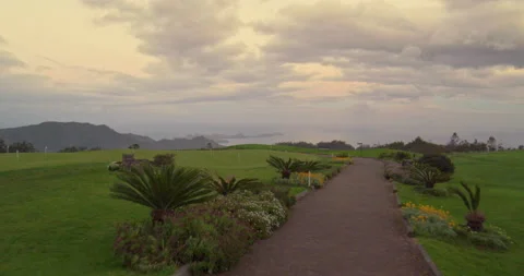 Golf course on a cloudy day. Aerial view Video stock 85850247