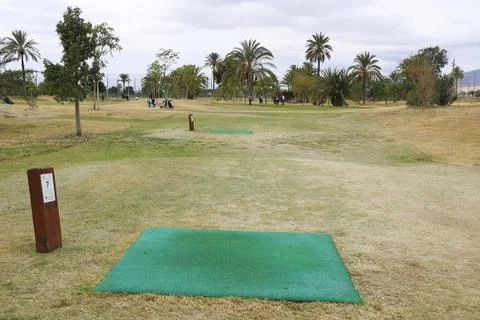 Golf course on a cloudy day in Elche Stockfoto's