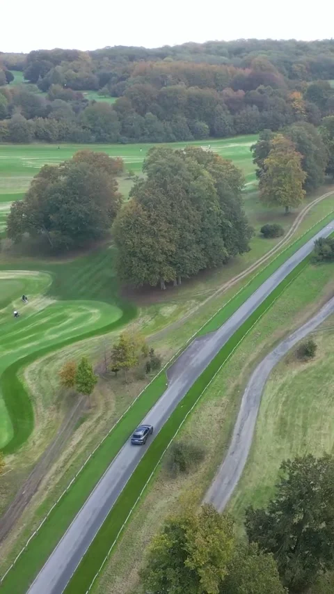 Golf course county club large high end luxury resort driving through car. A view Stock Footage 280787786