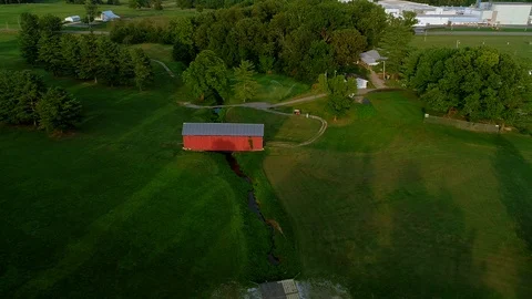 Golf Course Covered Bridge Stock Footage 97047290