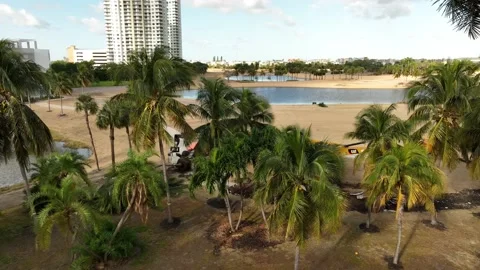 Golf course development construction at SLS Hallandale Stock Footage 169825203