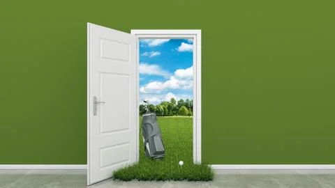 Golf course with door Stock Illustration