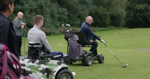 Golf course, exercise and man swing club in nature or outdoor in competition Stock Footage 335915316