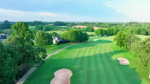 Golf Course Fairway Sped Up to Green Aerial Stock Footage 320313249