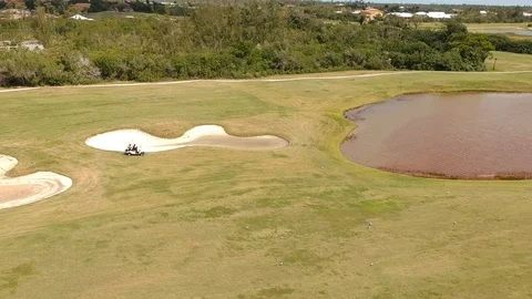 Golf Course Fairways and Greens at Grand Lucaya, Freeport Bahamas Aerial Stock Footage 89242064