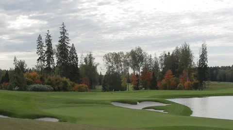 Golf course in the fall Stock Footage 64008780