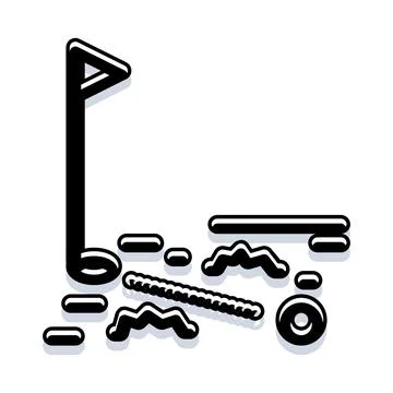 Golf course flag and hole black simple icon Stock Illustration