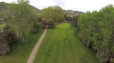 Golf Course Flyover Par 3 Stock Footage 43014004