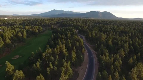Golf Course Forest Sunset Mountains Flagstaff, Arizona Video stock 101623113