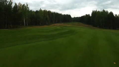 Golf course, golf competition, golfers playing golf, drone footage Stock Footage 252095201