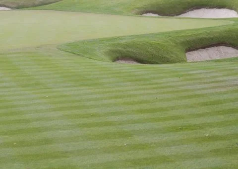 Golf course Golf course with bunkers the green and the fairway (License=RF... Stock Photos
