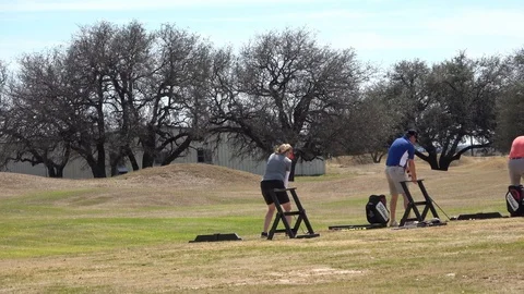 Golf course with golfers. Stock Footage 86992200