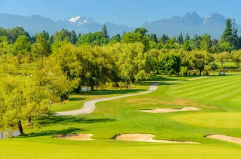 Golf course with gorgeous green. Stock Photos