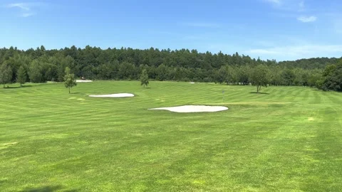 Golf course with green and forest views Stock Footage 247759941