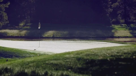 Golf Course Green Bathed in Early Morning Light Stock Footage 90359357