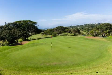 Golf Course Green Flagstick Stock Photos