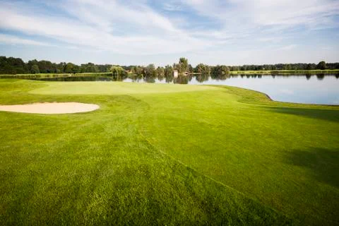 Golf course with green. Stock Photos