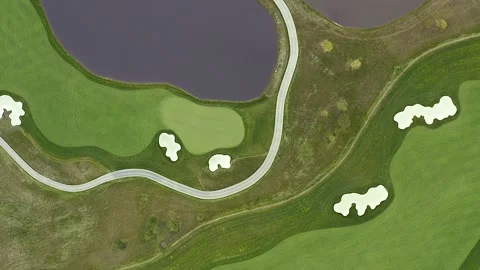 Golf course from the height of a bird's flight. Stock Footage 139630848