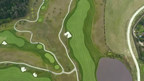 Golf course from the height of a bird's flight. Stock Footage 139630947