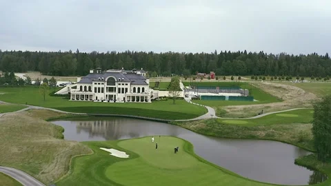 Golf course from the height of a bird's flight. Stock Footage 139683214