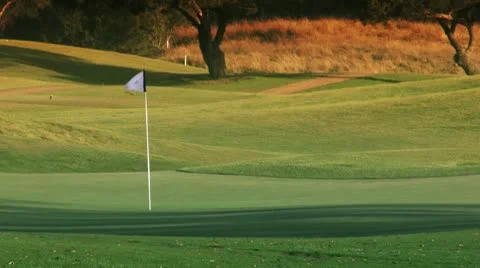 Golf Course Hole, Green &amp; Flag Stock Footage 9891856