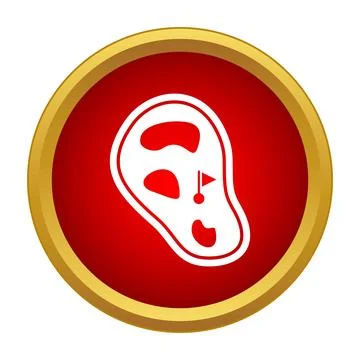 Golf course hole layout icon on red background Illustrazione stock