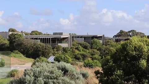 Golf Course Hotel 5 Star international modern architecture house timber Stock Footage 228408325