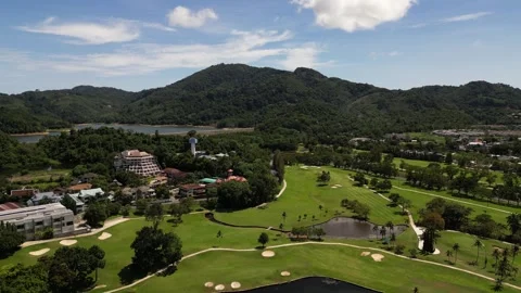 Golf course, lakes, hills Stock Footage 295674681