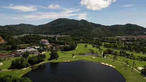Golf course, lakes. hills. Video stock 295674692