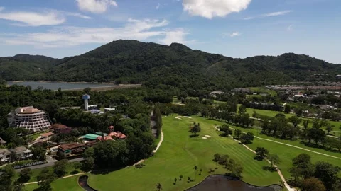 Golf course, lakes, hills. Stock Footage 295675080