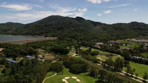 Golf course, lakes, hills. Stock Footage 295675095