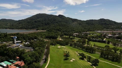 Golf course, lakes, hills. Stock Footage 295676297