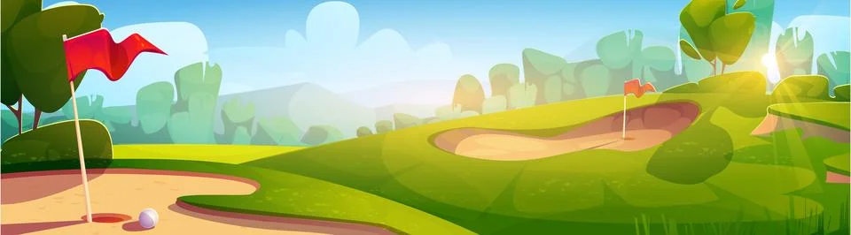 Golf course landscape Stock Illustration