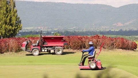Golf Course Maintenance in Progress Stock Footage 292199798