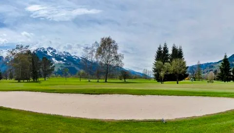 Golf course in mountains Stock Photos
