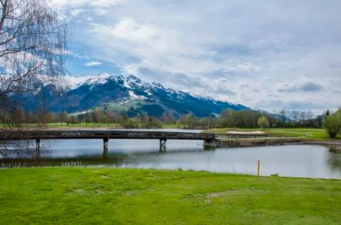 Golf course in mountains Stock Photos