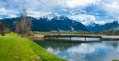 Golf course in mountains Stock Photos