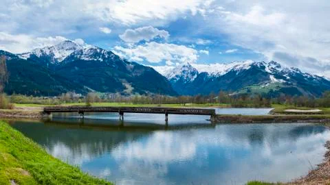 Golf course in mountains Stock Photos