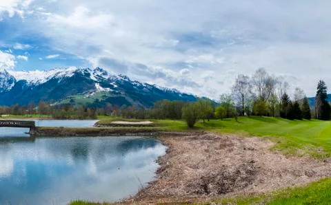 Golf course in mountains Stock Photos