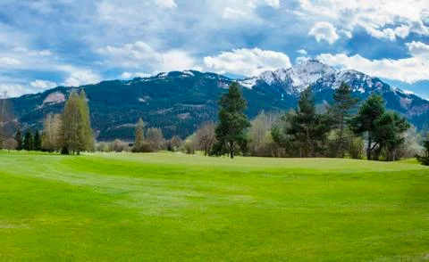 Golf course in mountains Stock Photos