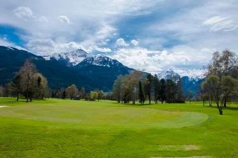 Golf course in mountains Foto stock